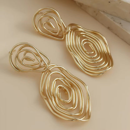 Creatively Irregular Metal Spiral Round Circle Pendant Drop Earrings earrings LUNARITY GARAGE   