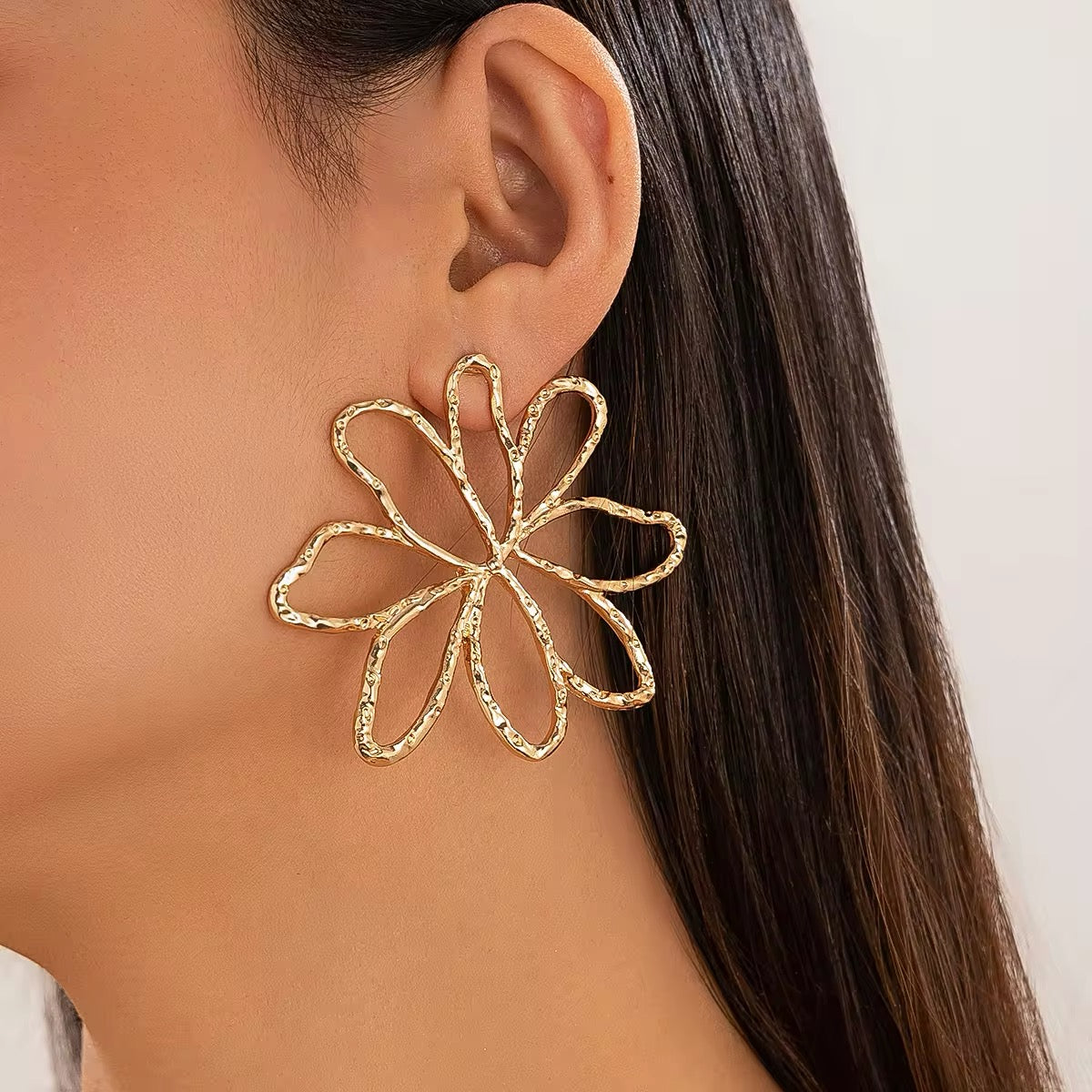 Floral Beauty Exaggerated Big Flower Drop Earrings earrings LUNARITY GARAGE Gold  