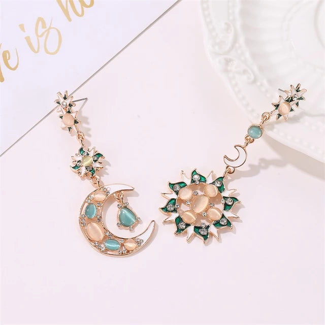 Fantasy Beauty Sun Moon Baroque Long Stud Earrings earrings LUNARITY GARAGE   