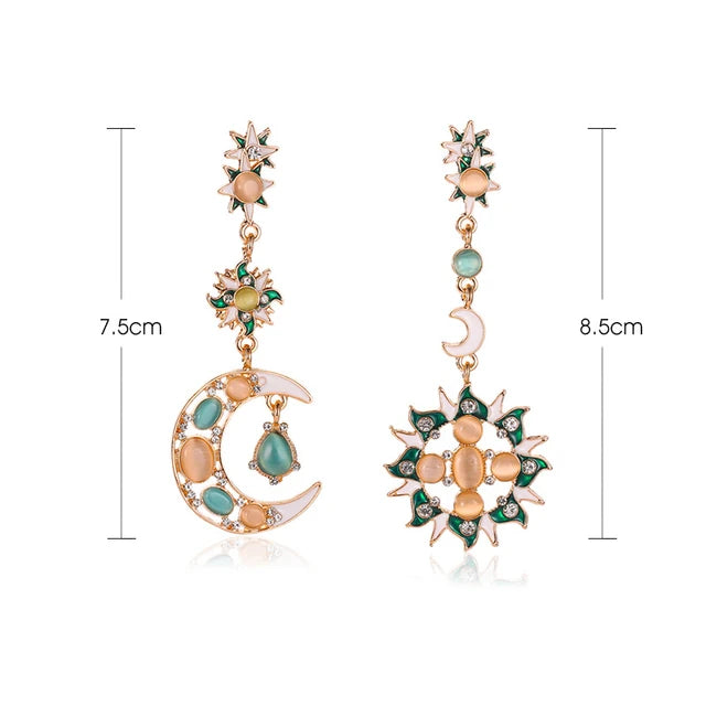 Fantasy Beauty Sun Moon Baroque Long Stud Earrings earrings LUNARITY GARAGE   