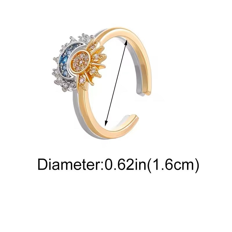 Boho Shiny Sun Moon Adjustment Rings ring LUNARITY GARAGE   