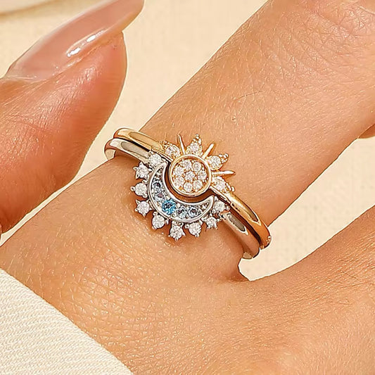 Boho Shiny Sun Moon Adjustment Rings ring LUNARITY GARAGE   