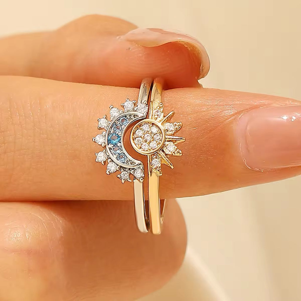 Boho Shiny Sun Moon Adjustment Rings ring LUNARITY GARAGE   