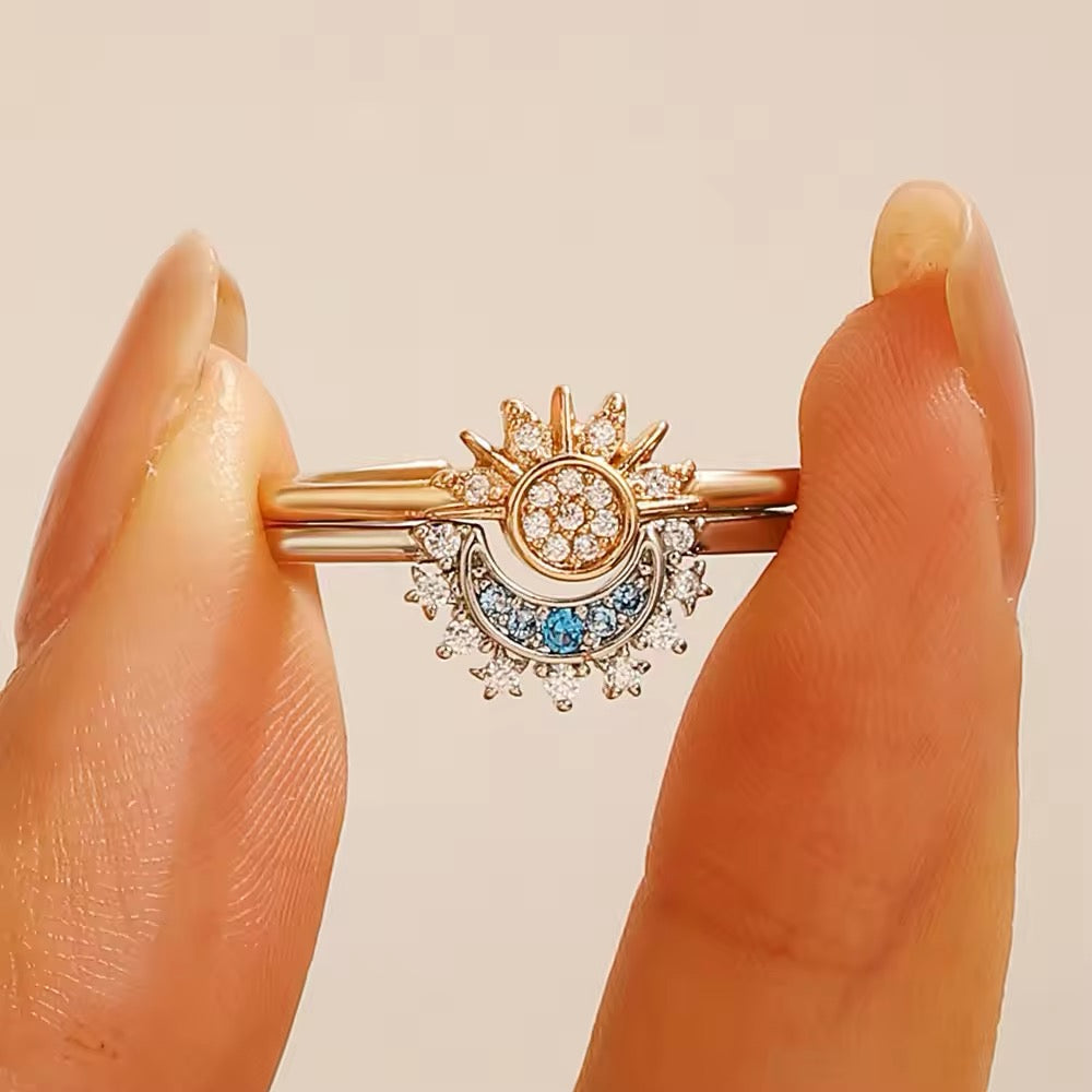 Boho Shiny Sun Moon Adjustment Rings ring LUNARITY GARAGE   