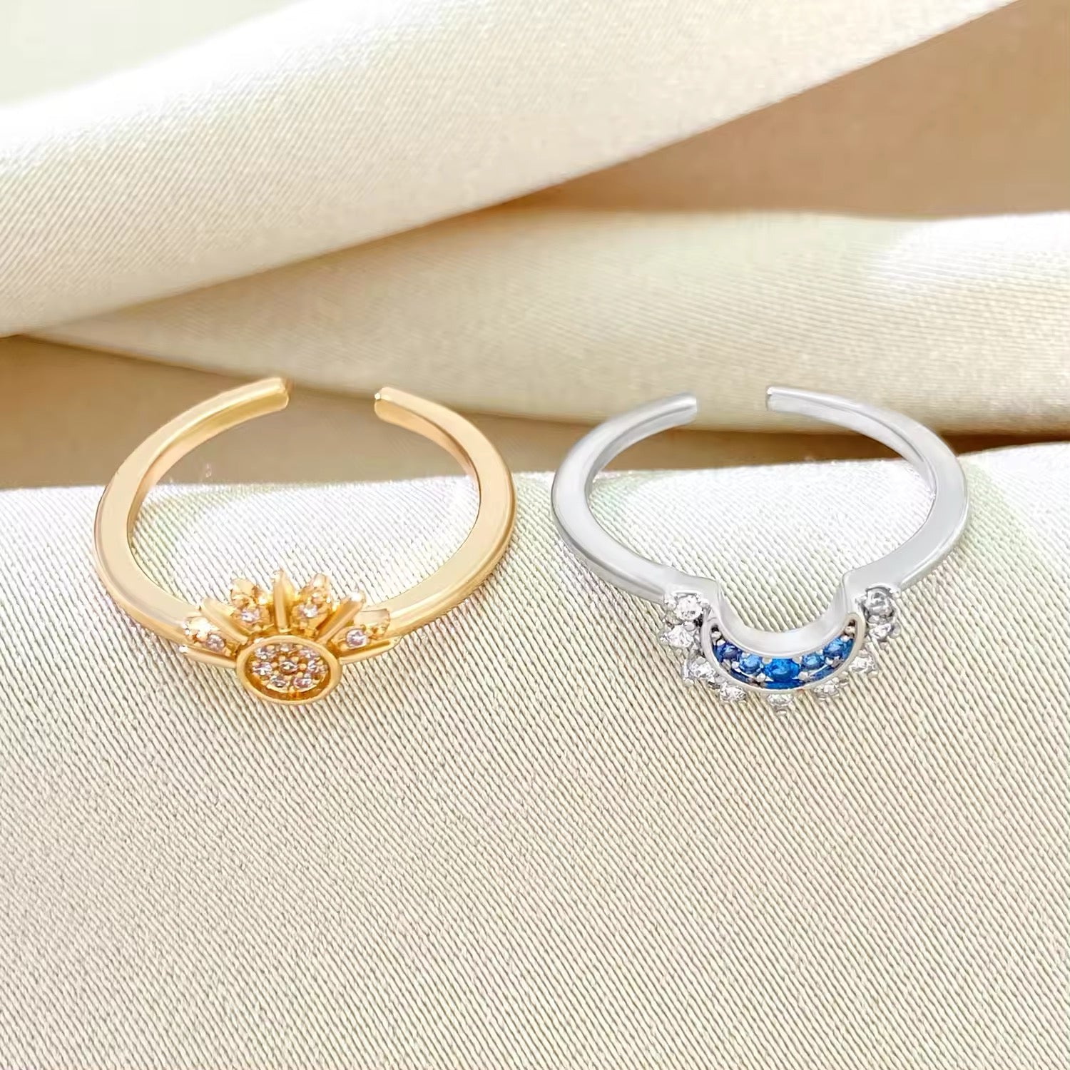 Boho Shiny Sun Moon Adjustment Rings ring LUNARITY GARAGE