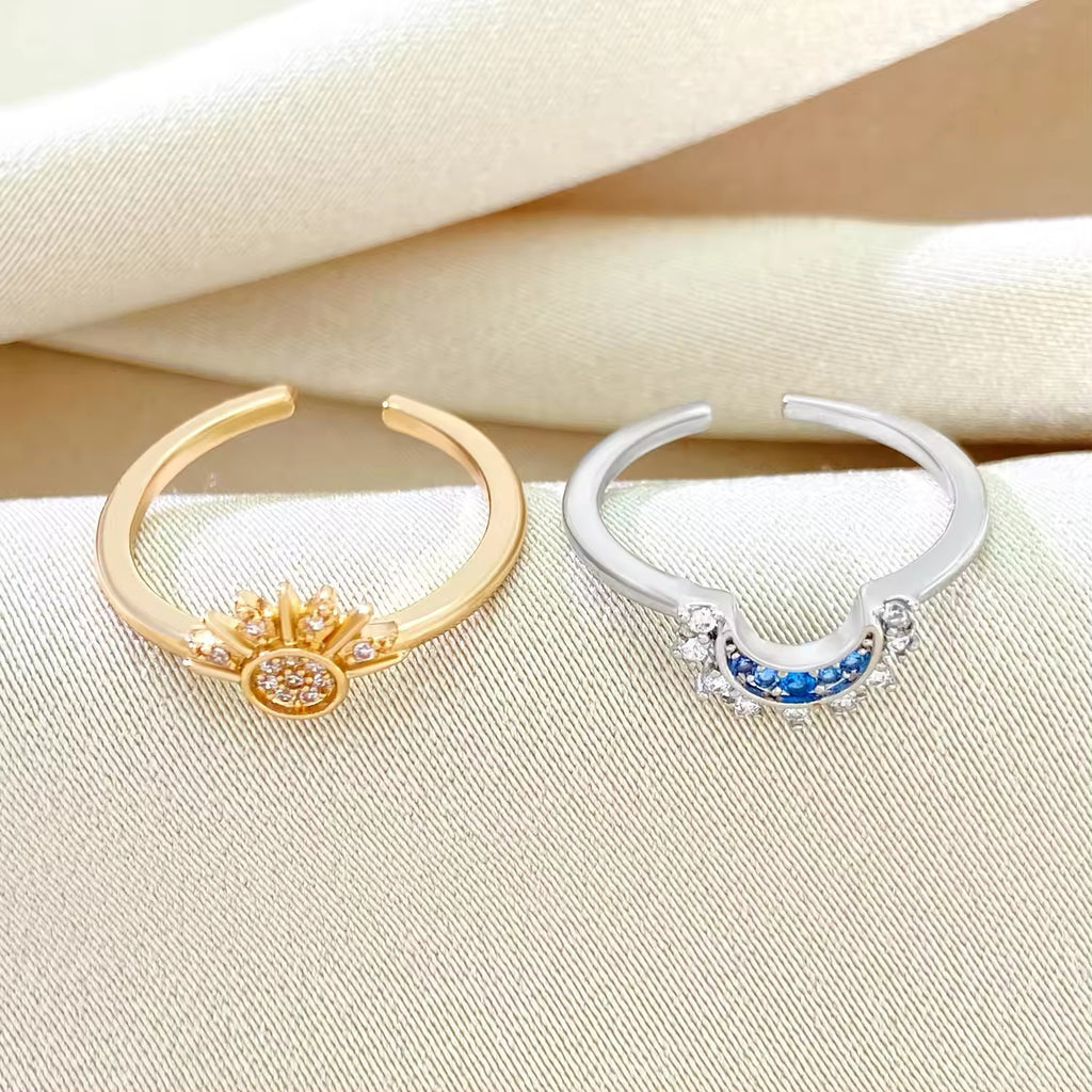 Boho Shiny Sun Moon Adjustment Rings ring LUNARITY GARAGE   