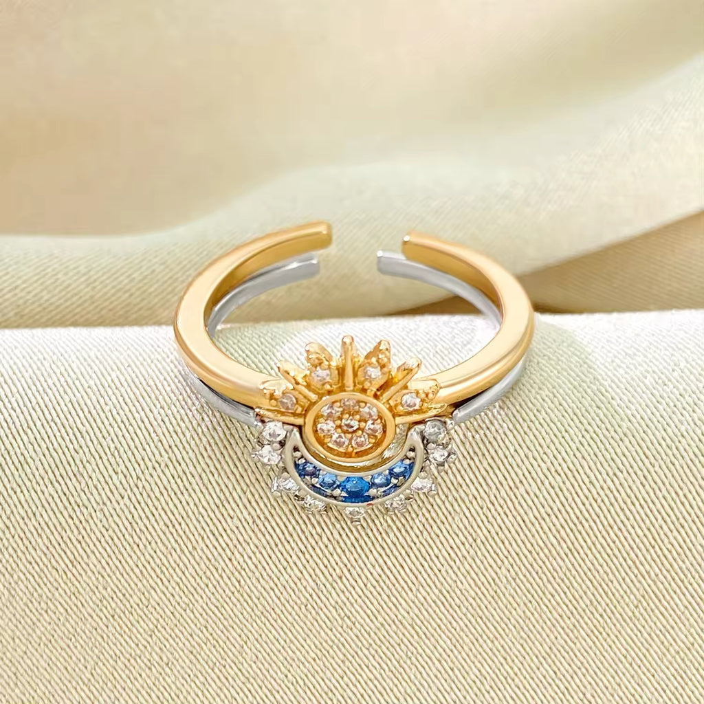 Boho Shiny Sun Moon Adjustment Rings ring LUNARITY GARAGE   