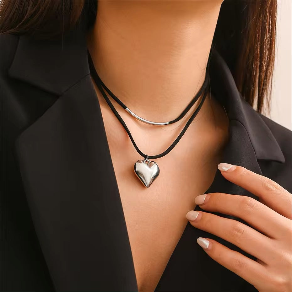 Midnight Velvet Love Heart Pendant Choker Necklace necklaces LUNARITY GARAGE   