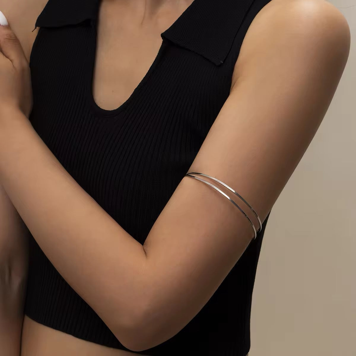 Simple Elegant Glossy Open Cuff Arm Bracelet arm bracelet LUNARITY GARAGE