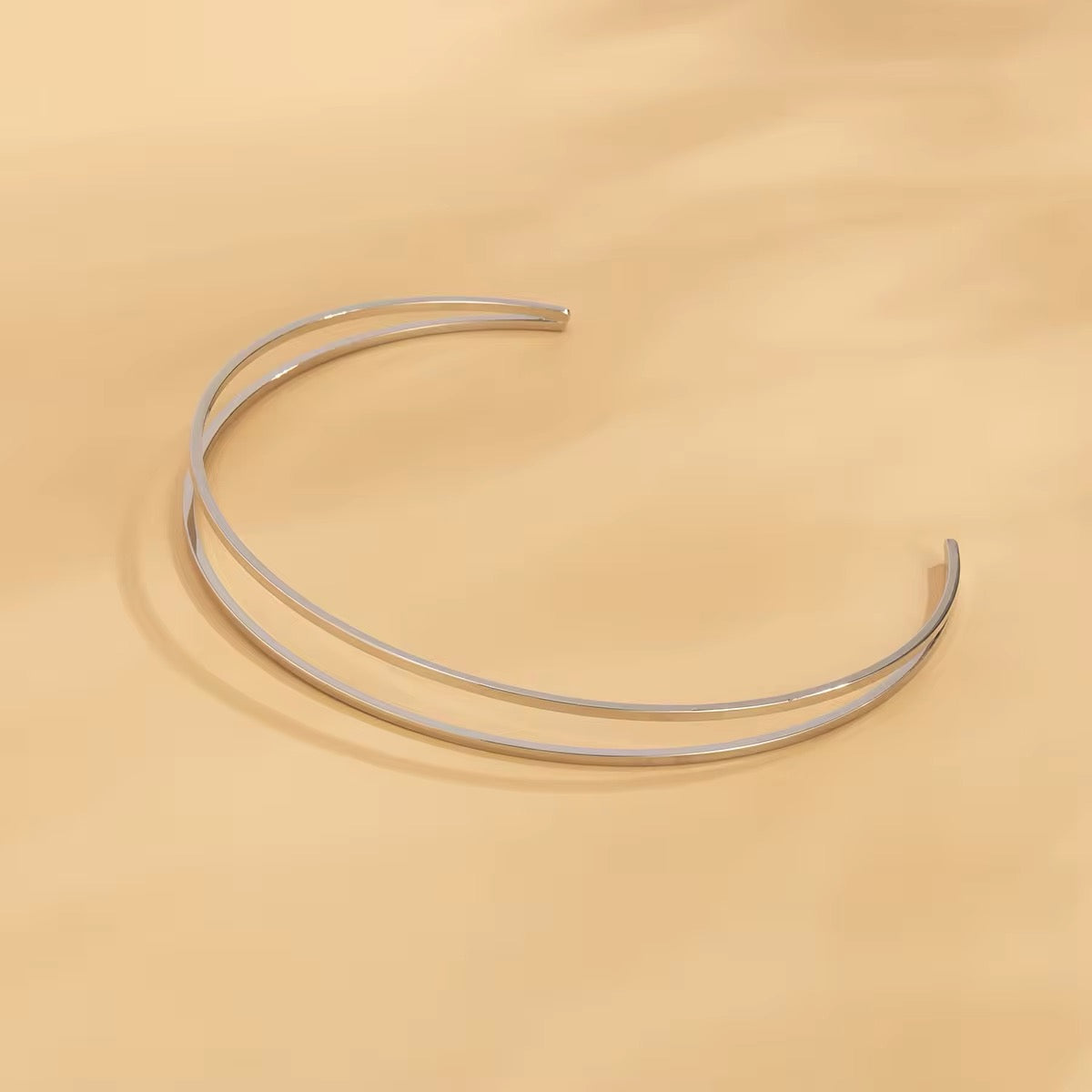 Simple Elegant Glossy Open Cuff Arm Bracelet arm bracelet LUNARITY GARAGE Silver