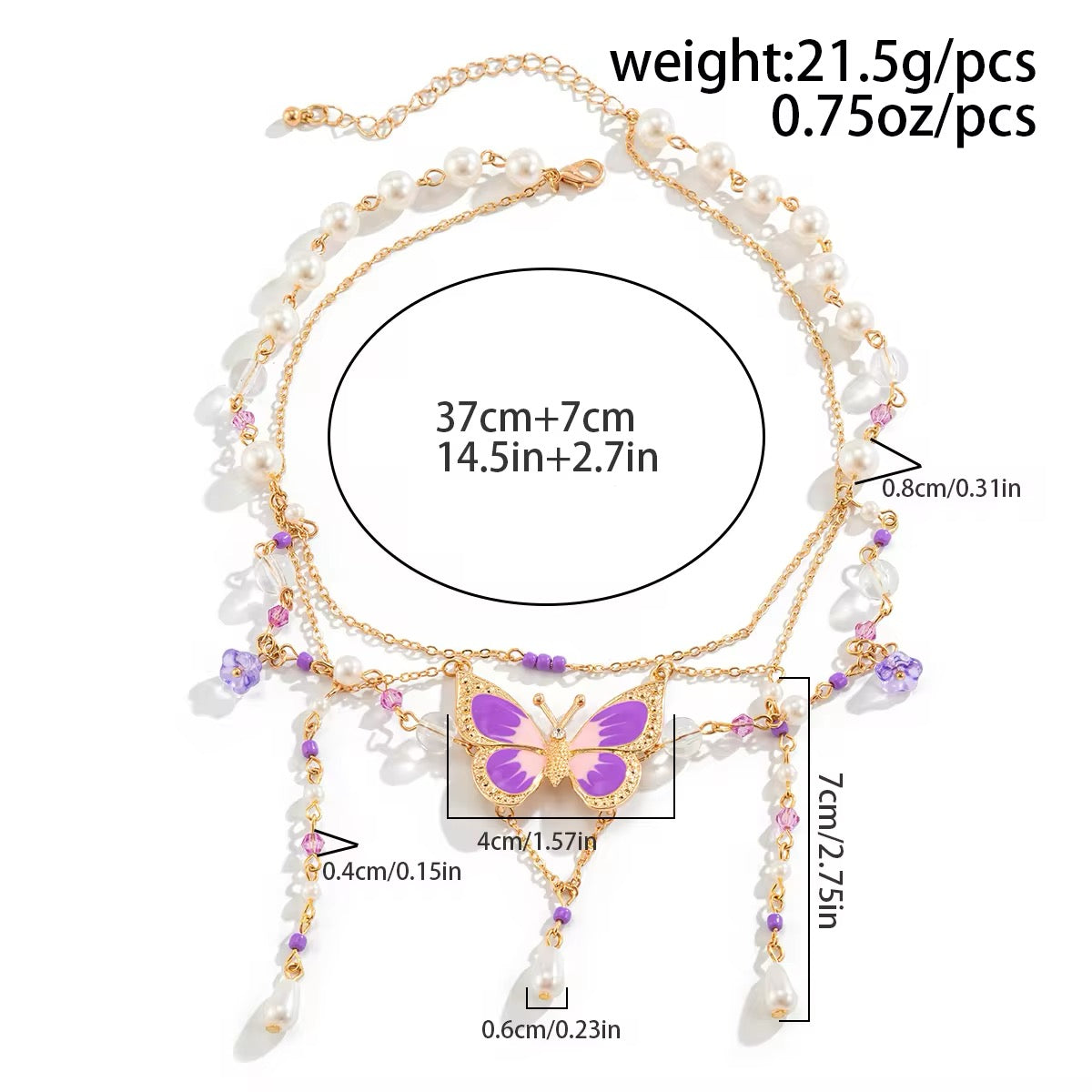 Fantasy Y2K Sweet Drip Oil Butterfly Tassel Pendant Choker Necklace necklaces LUNARITY GARAGE