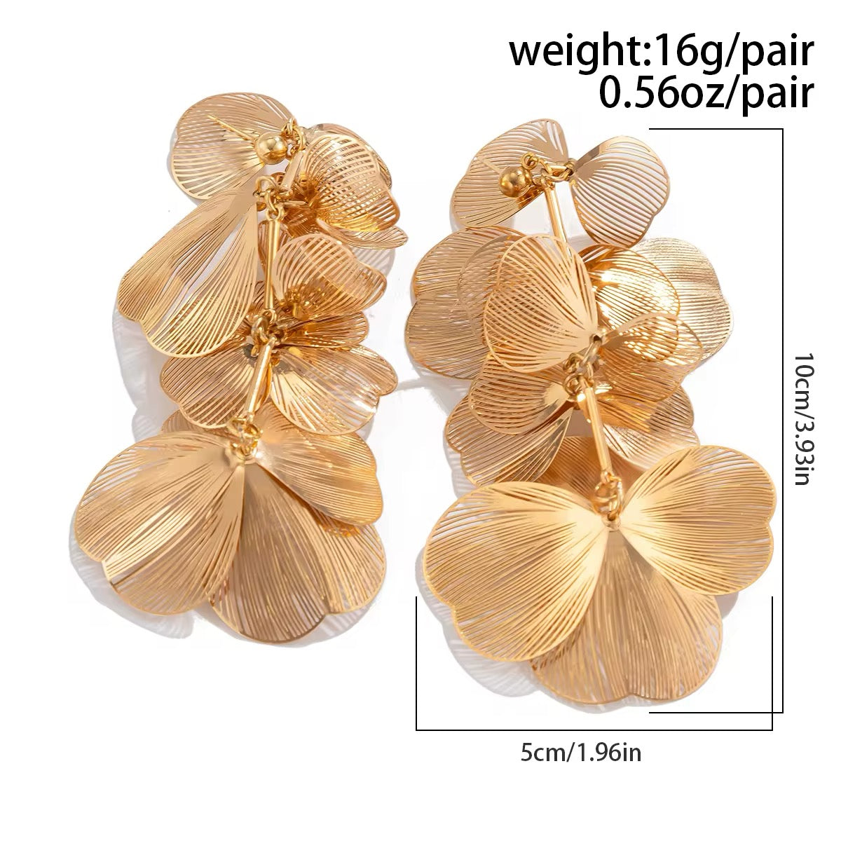 Elegant Romantic Petal Flower Long Hanging Drop Earrings earrings LUNARITY GARAGE