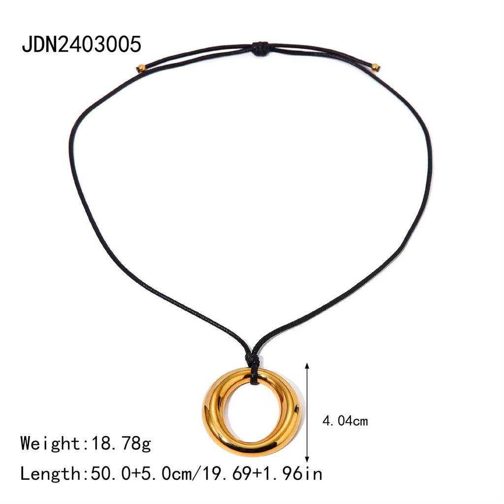 Bold Gold Circle Hollow Pendant Necklace necklaces LUNARITY GARAGE   