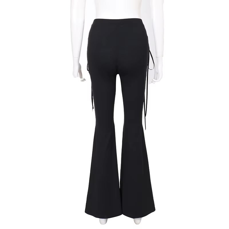 Dark Street "Chicken Eyes" Flare Pants – A Bold Fusion of Rave & Gothic Aesthetics Pants LUNARITY GARAGE