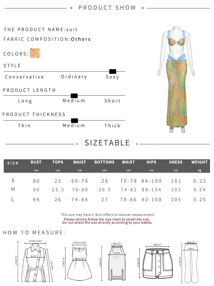 Colorful Print 2-Piece Set – Bra Top & High-Waist Hollow Maxi Skirt for Beach Party & Clubwear Clothing Set LUNARITY GARAGE