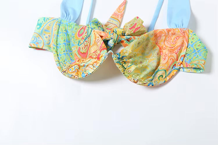 Colorful Print 2-Piece Set – Bra Top & High-Waist Hollow Maxi Skirt for Beach Party & Clubwear Clothing Set LUNARITY GARAGE
