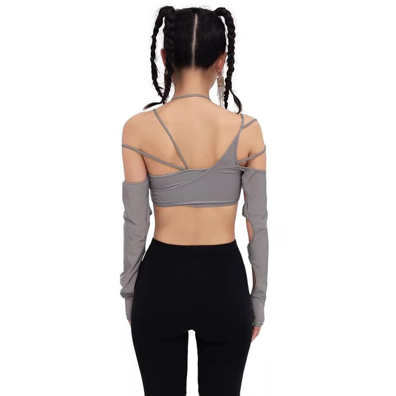 Y2K Sexy Hollow Out Long Sleeve Crop Top – Dark Street Style Camisole for Women crop top Lunarity Garage