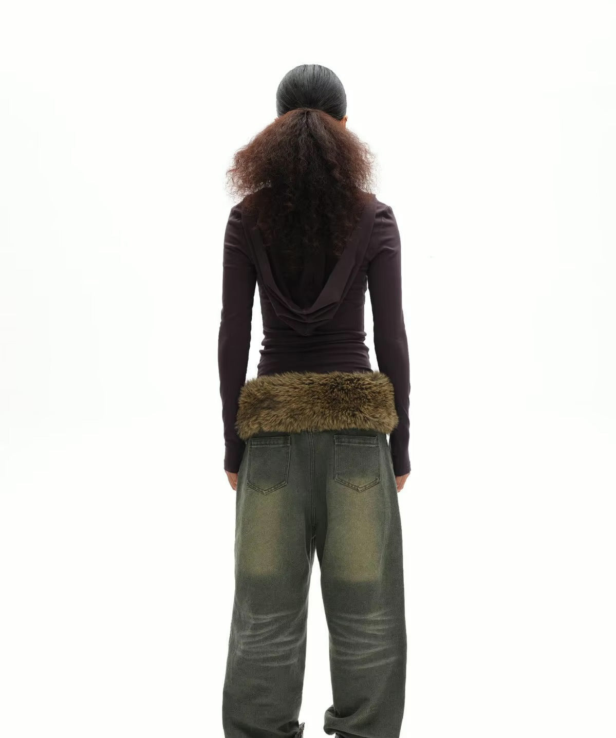 Vintage Brown Fur Belt - Y2K Hook Furry Cowgirl Gothic Punk Hip Hop Waistband Belt LUNARITY GARAGE