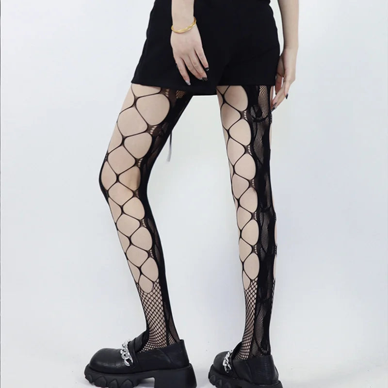 JK Lace Mesh Stockings - Sexy Fishnet Hollowed-Out Pantyhose Stockings Lunarity Garage   