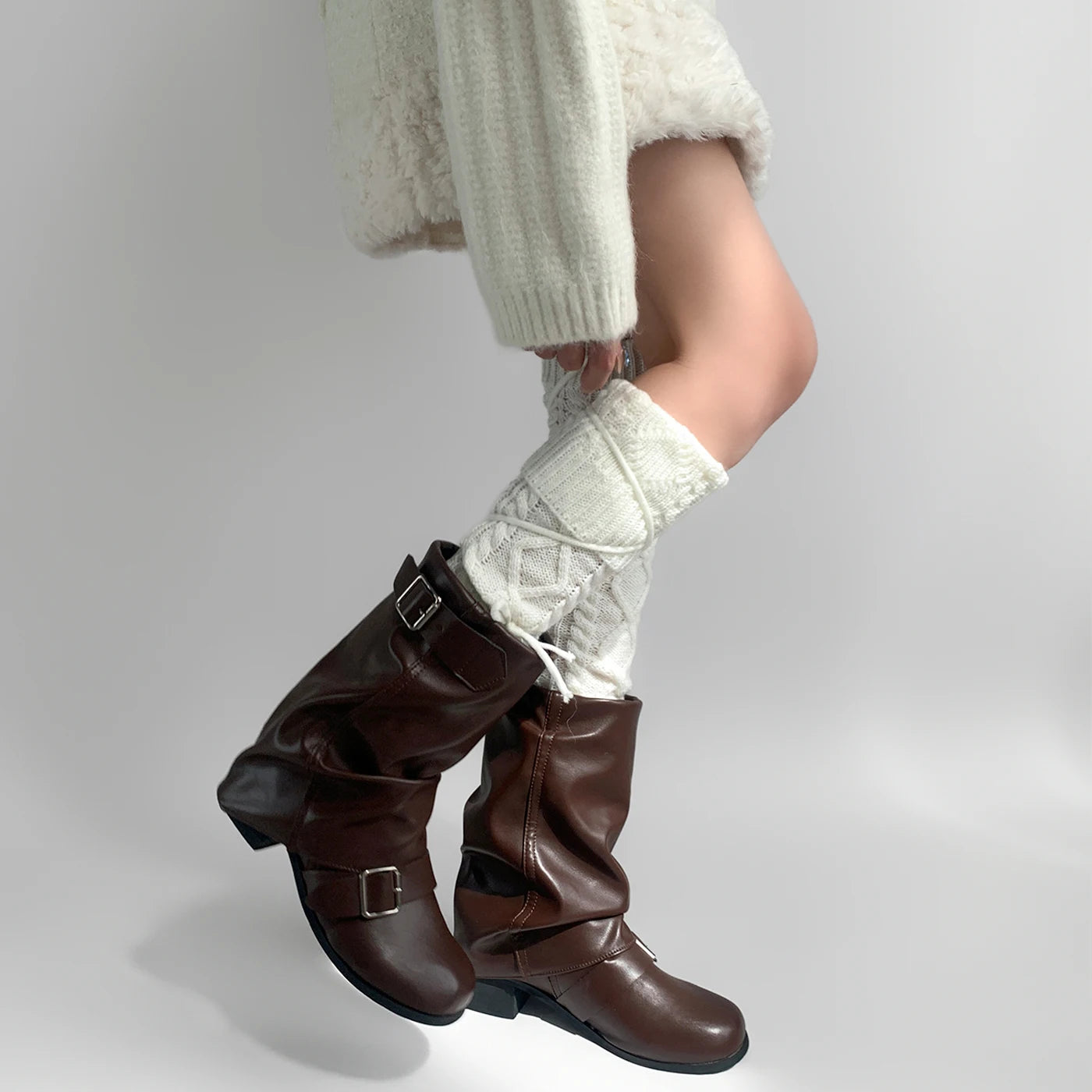 Y2K Lace-Up Knitted Wool Leg Warmers Leg warmer Lunarity Garage
