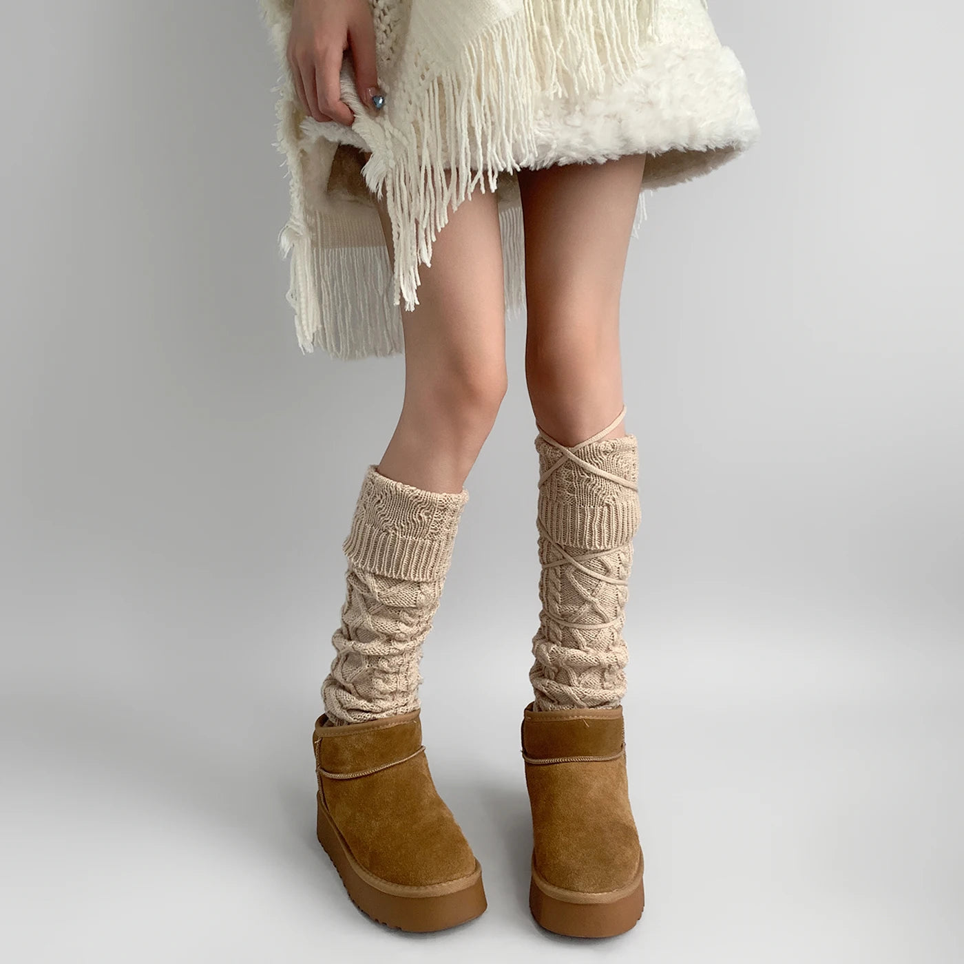 Y2K Lace-Up Knitted Wool Leg Warmers Leg warmer Lunarity Garage