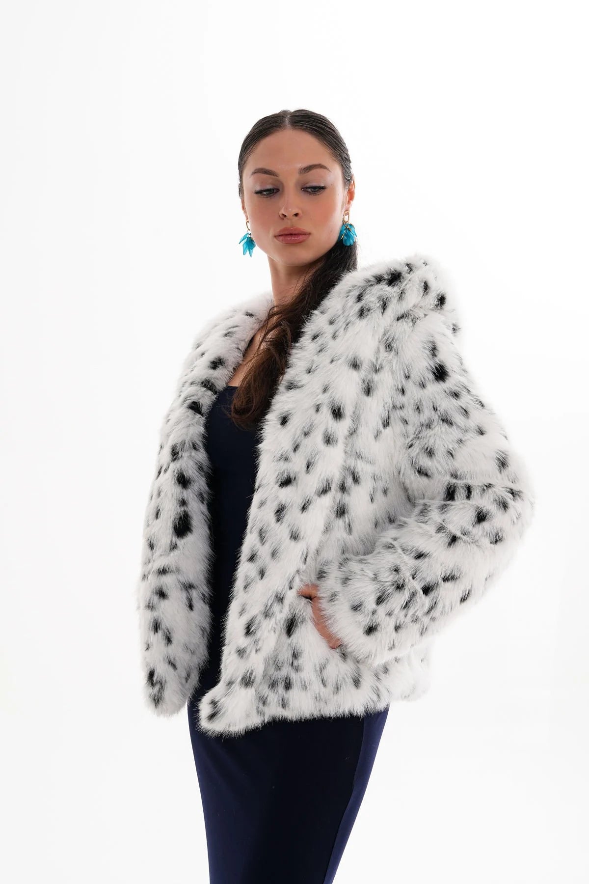 Leopard Hooded Faux Fur Coat – White faux fur LUNARITY GARAGE