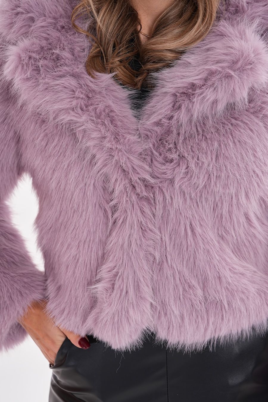 Lilac Crop Faux Fur Jacket – Baby Collar faux fur LUNARITY GARAGE