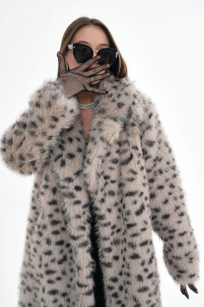 Long-Haired Leopard Print Faux Fur Coat faux fur coat LUNARITY GARAGE