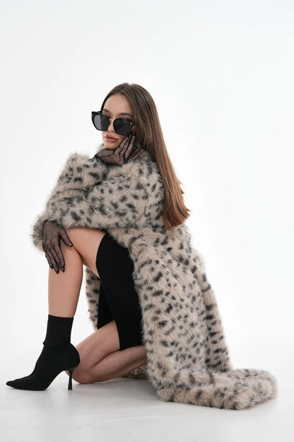 Long-Haired Leopard Print Faux Fur Coat faux fur coat LUNARITY GARAGE