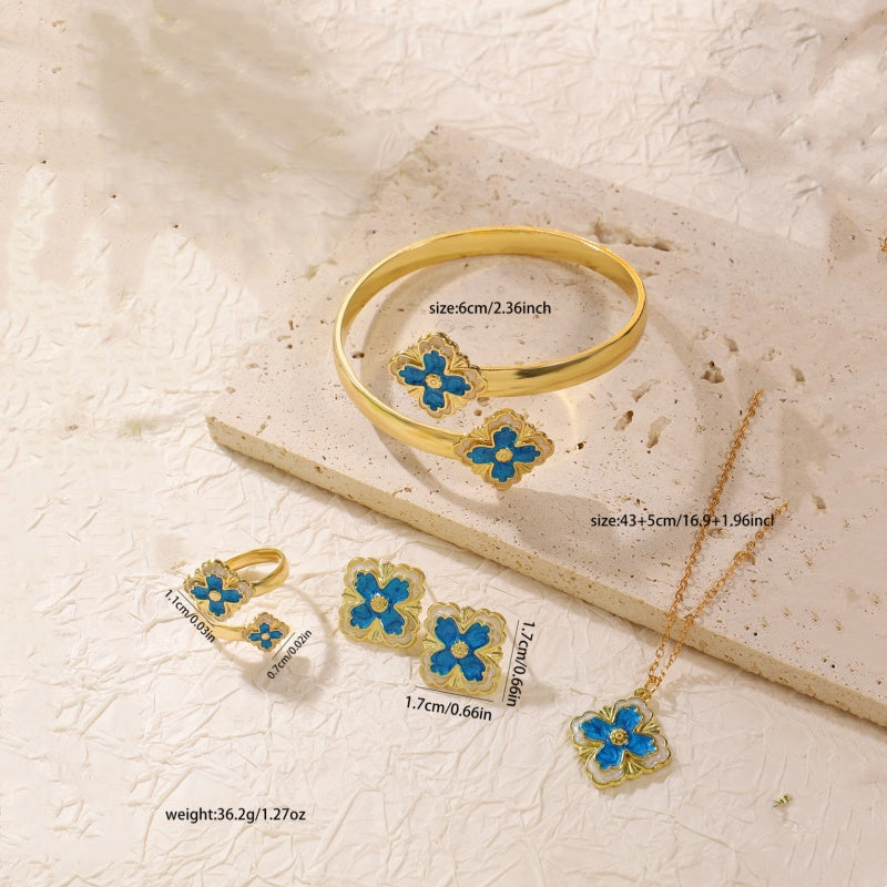 Lucky Clover Jewelry Set - Bracelet, Earrings, Ring & Necklace Jewelry Set LUNARITY GARAGE   