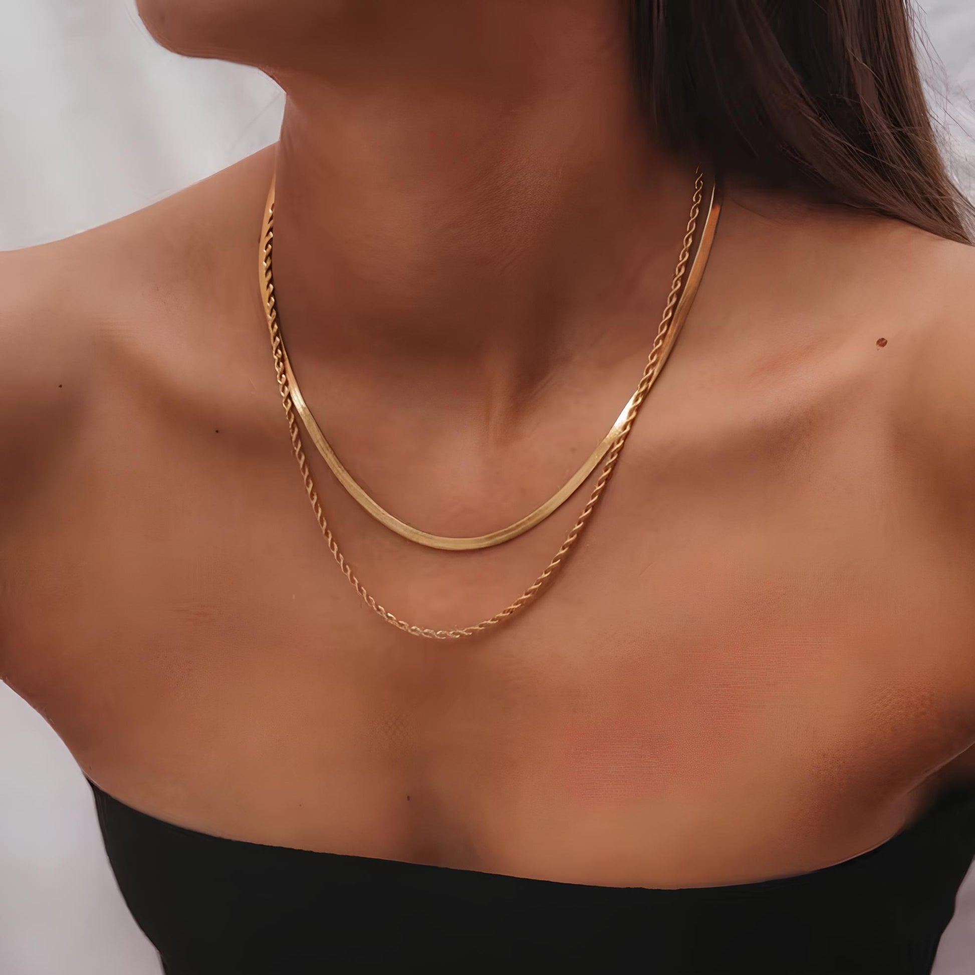 Luxe 18K Gold Plated Flat Snake Rope Chain Necklace necklaces LUNARITY GARAGE