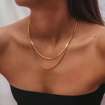 Luxe 18K Gold Plated Flat Snake Rope Chain Necklace necklaces LUNARITY GARAGE   