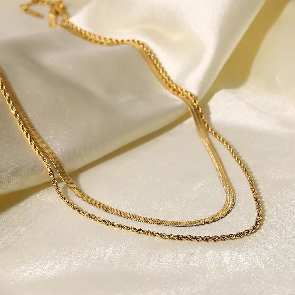 Luxe 18K Gold Plated Flat Snake Rope Chain Necklace necklaces LUNARITY GARAGE   