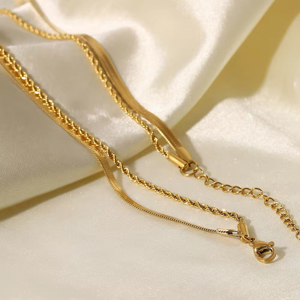 Luxe 18K Gold Plated Flat Snake Rope Chain Necklace necklaces LUNARITY GARAGE