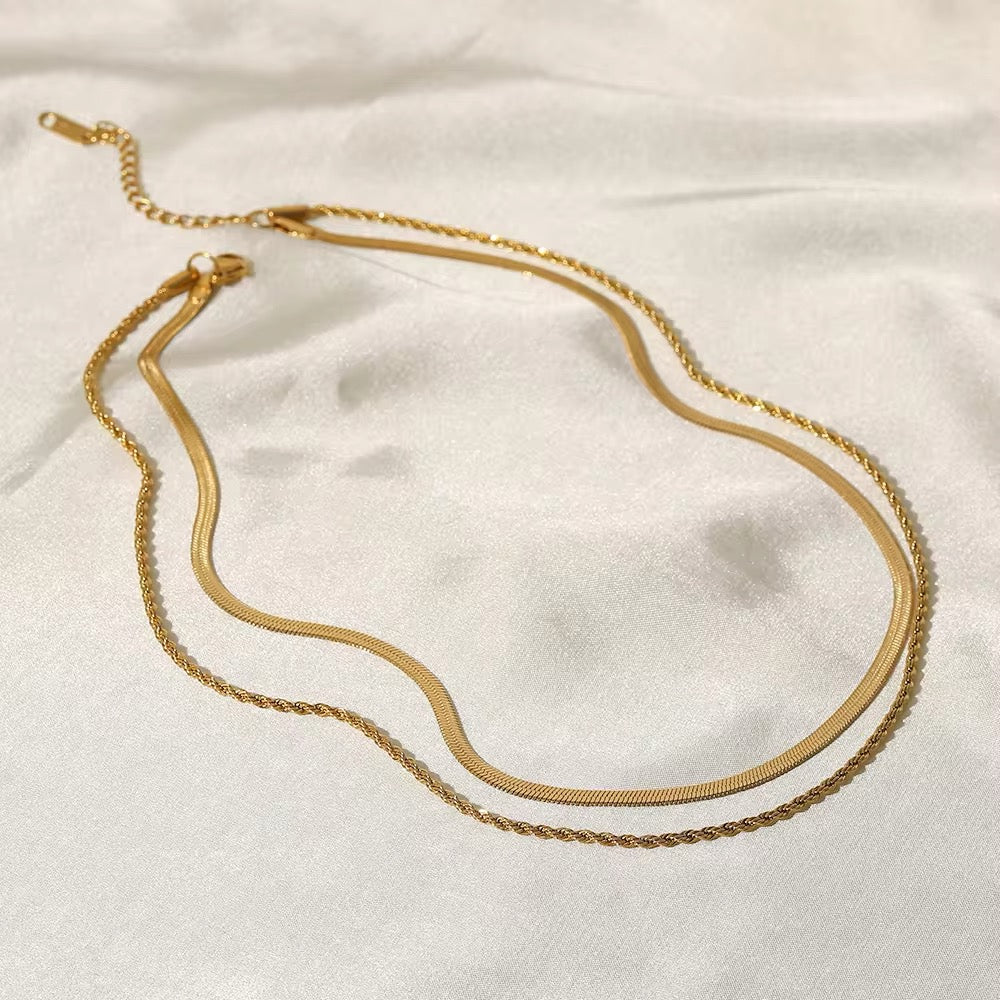 Luxe 18K Gold Plated Flat Snake Rope Chain Necklace necklaces LUNARITY GARAGE