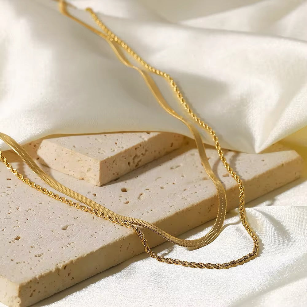 Luxe 18K Gold Plated Flat Snake Rope Chain Necklace necklaces LUNARITY GARAGE