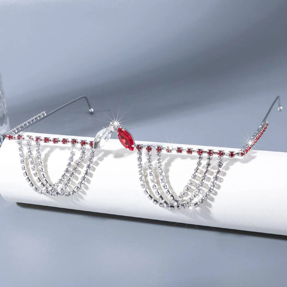 Designer Rhinestone Multilayer Red Crystal Sunglasses Frame Sunglasses Lunarity Garage   