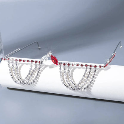 Designer Rhinestone Multilayer Red Crystal Sunglasses Frame Sunglasses Lunarity Garage   