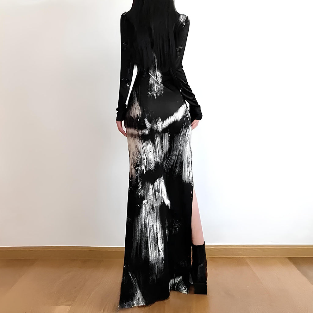 Y2K E-Girl Vintage Tie-Dye V-Neck Hollow Out Dress Dress Lunarity Garage   