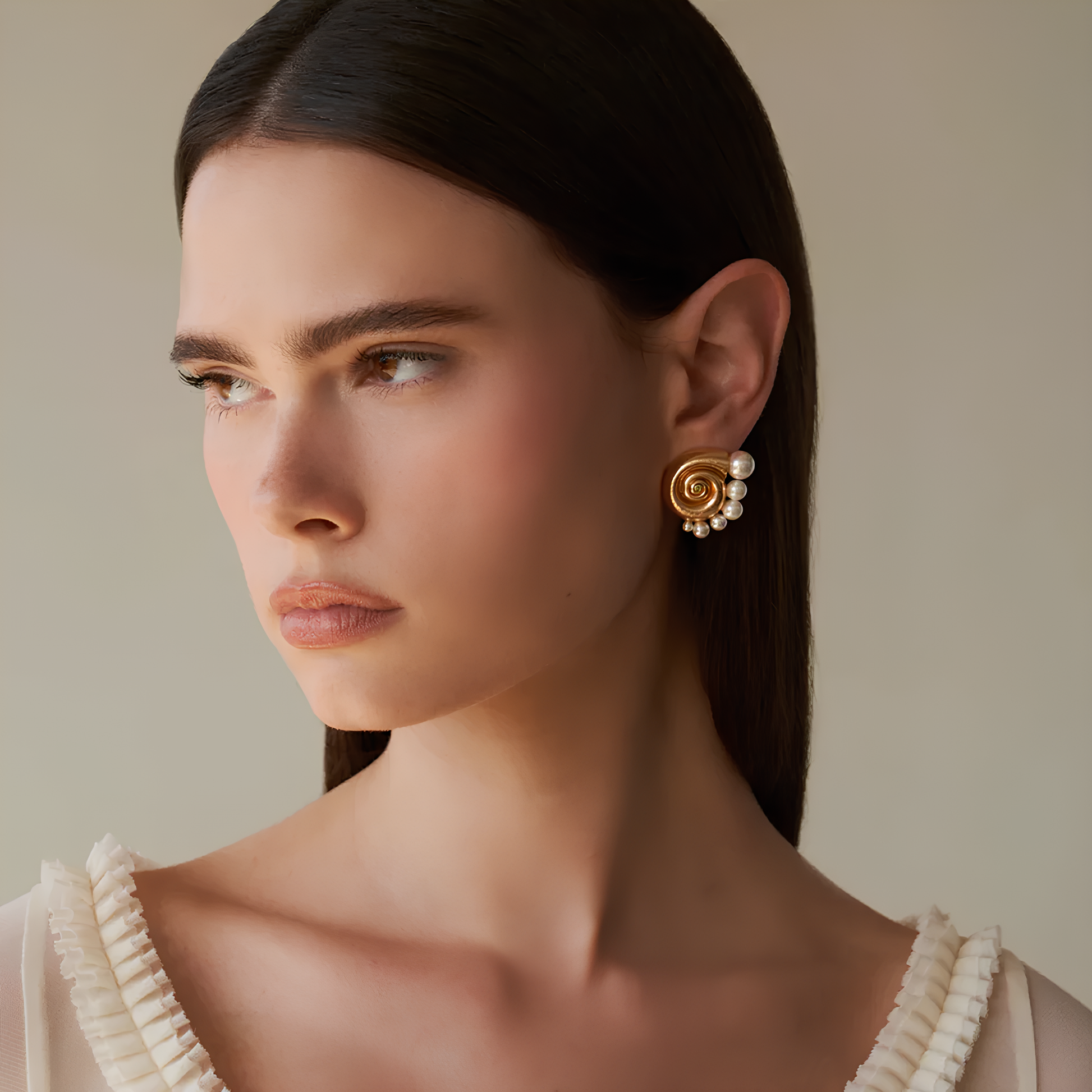 Minimalist Conch Shell Pearl Earrings earrings LUNARITY GARAGE