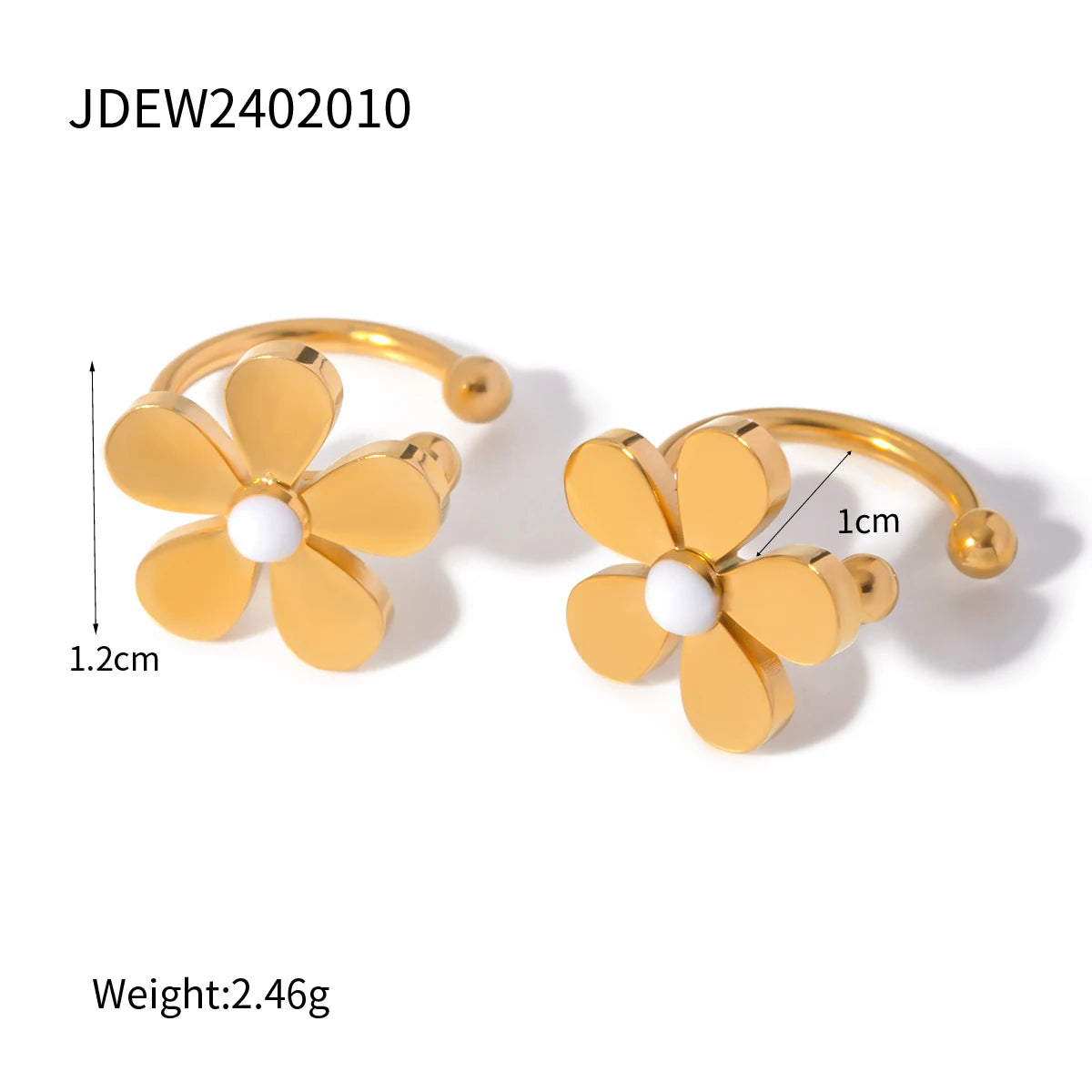 Minimalist Light Luxury White Drip Oil Five-Petal Flower Daisy Ear Clip ear clip LUNARITY GARAGE