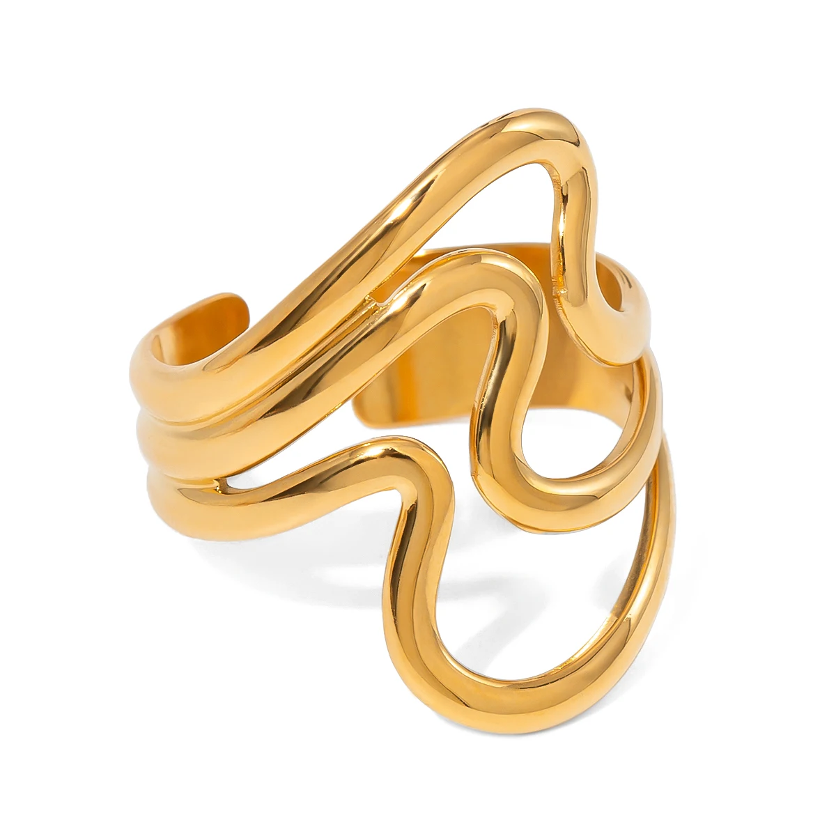 Minimalist Ripple Irregular Open Ring ring LUNARITY GARAGE   