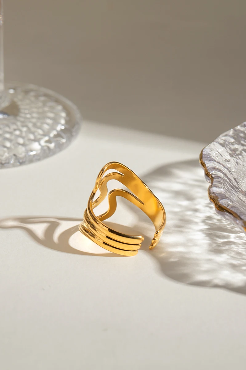 Minimalist Ripple Irregular Open Ring ring LUNARITY GARAGE