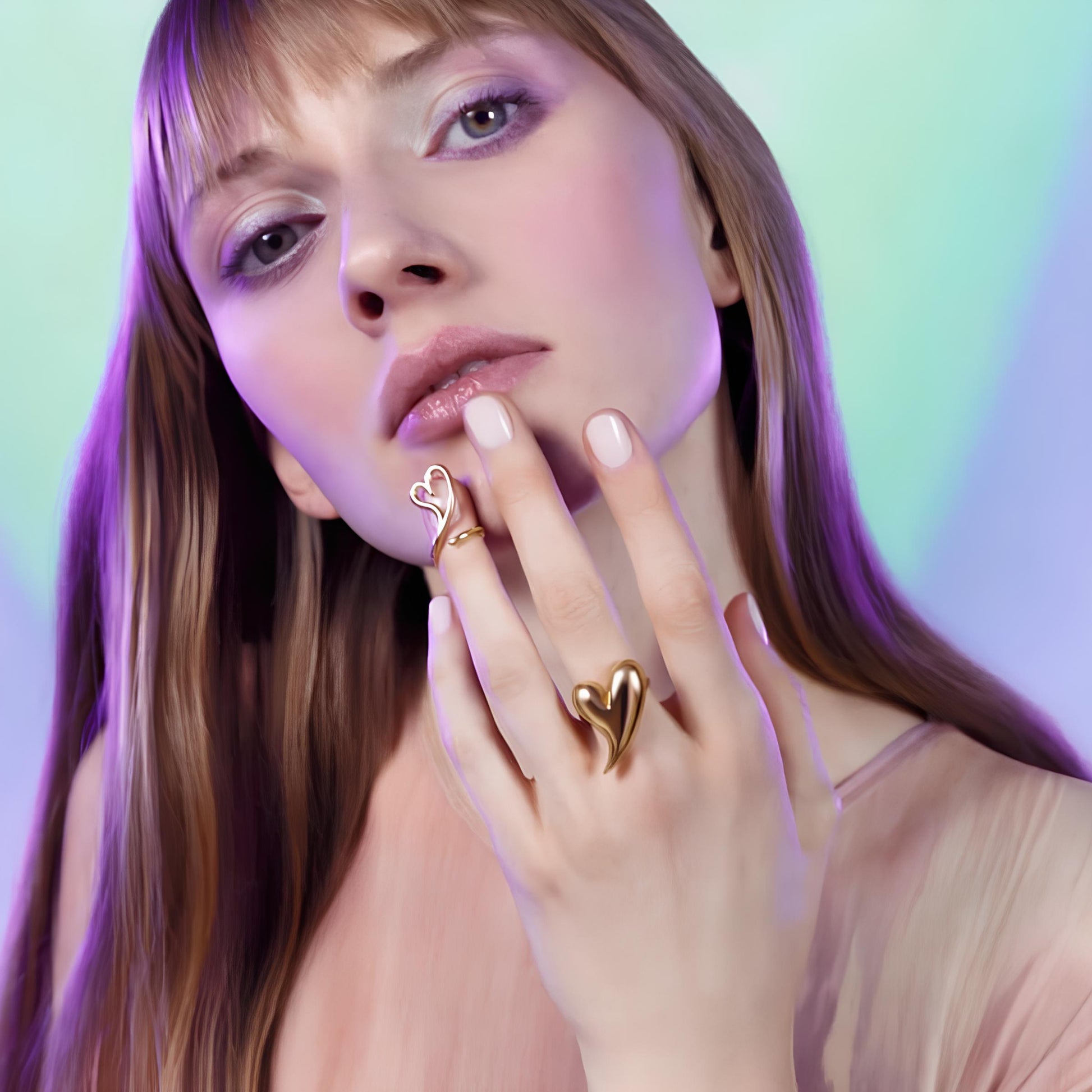 Minimalist Shiny Crooked Love Heart Opening Ring Ring LUNARITY GARAGE