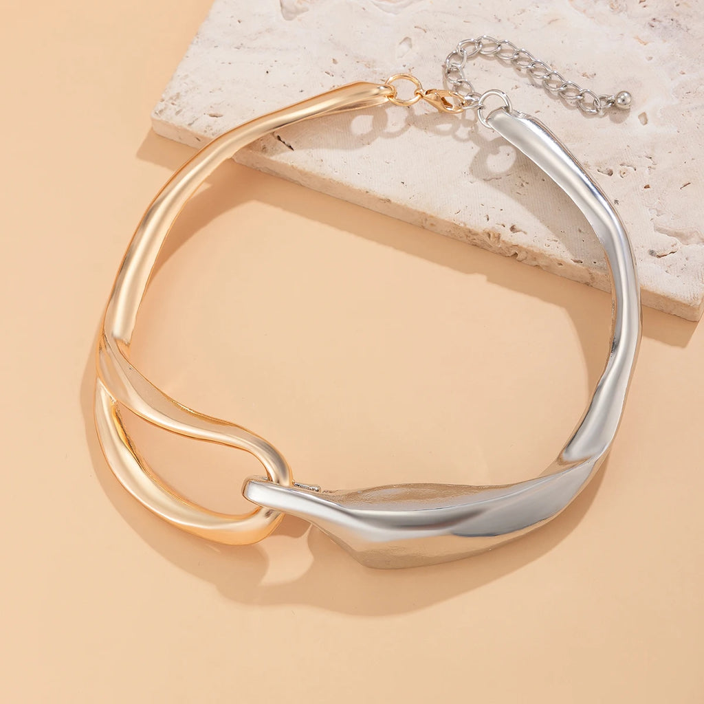 Luxury Mixed Metal Chunky Torque Necklace Necklace Lunarity Garage   