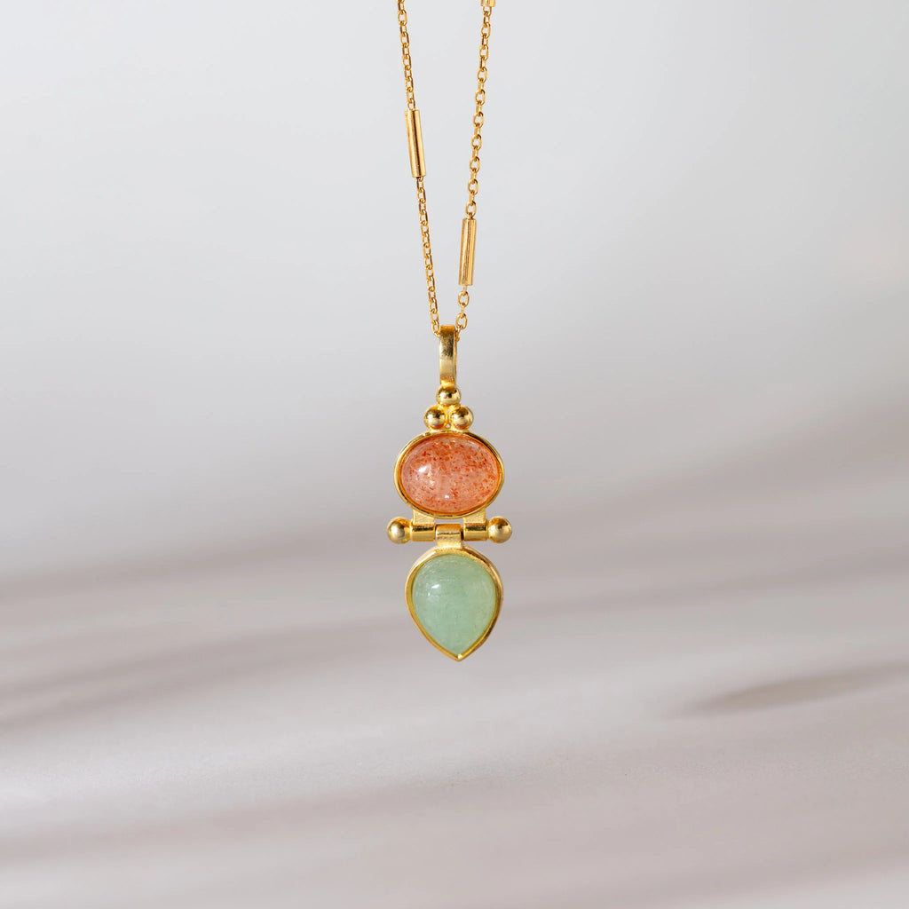 Strawberry Quartz and Aquamarine Necklace necklaces LUNARITY GARAGE   