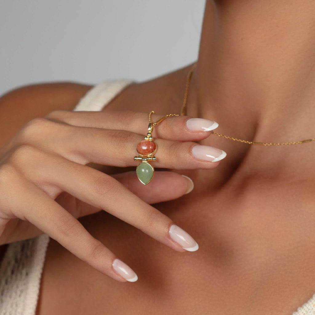 Strawberry Quartz and Aquamarine Necklace necklaces LUNARITY GARAGE   