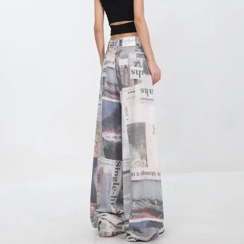 2000s Trashy Graphic Baggy Jeans Vintage Y2K Oversized Wide-Leg Pants PANTS Lunarity Garage