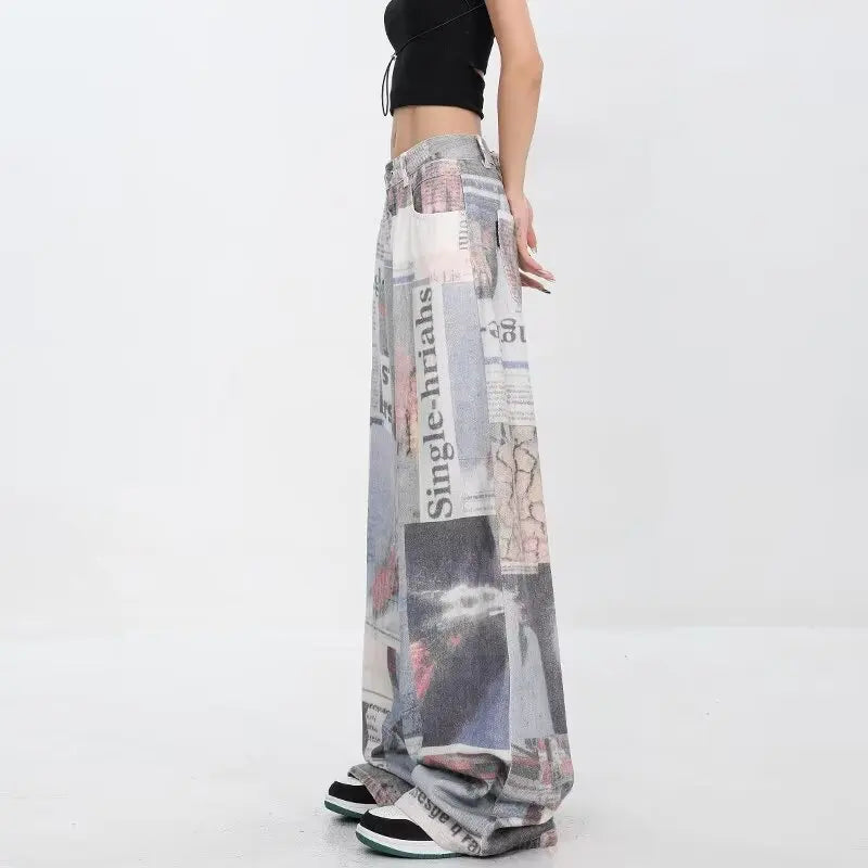 2000s Trashy Graphic Baggy Jeans Vintage Y2K Oversized Wide-Leg Pants PANTS Lunarity Garage