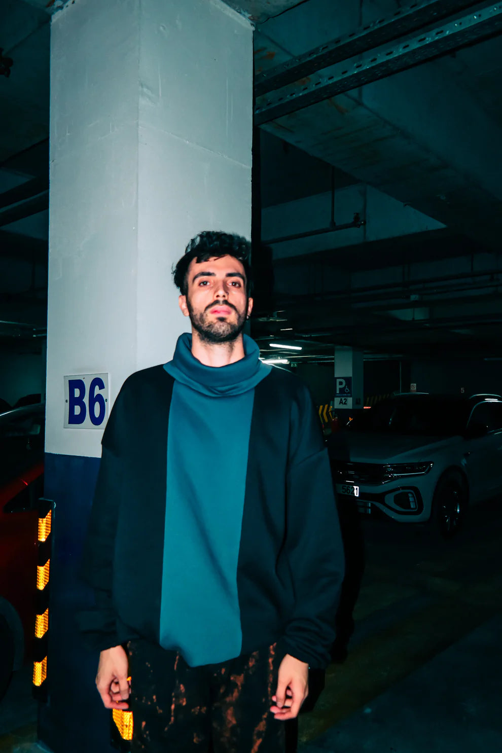 Black and Anthracite High-Neck Handmade Sweatshirt sweatshirt LUNARITY GARAGE   